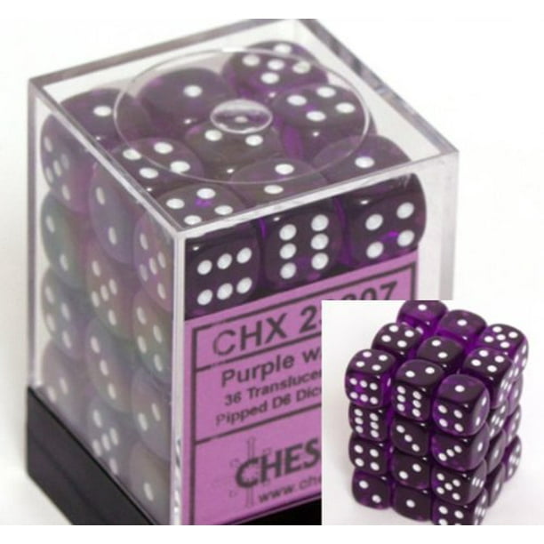 CHESSEX OPAQUE LIGHT PURPLE with WHITE 36 die set NEW d6 dice block 12mm rpg